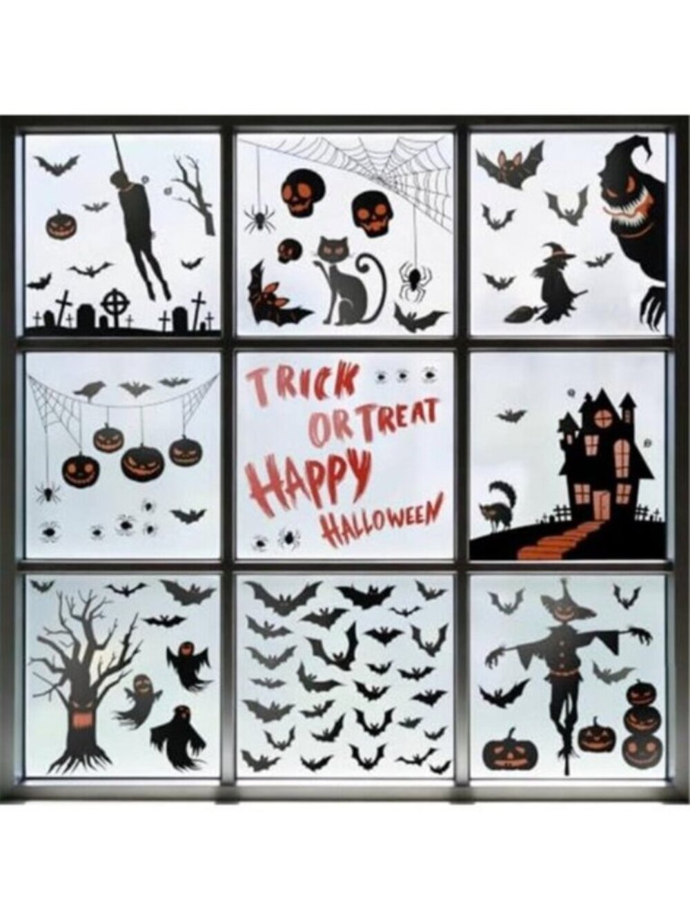 9 Sheets Halloween Window Clings, Window Stickers Horror Decals for Halloween